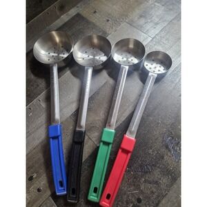 Stainless Steel Strainer Portion Control Ladle Spoon (Set of 4)..2, 4, 6, 8 oz